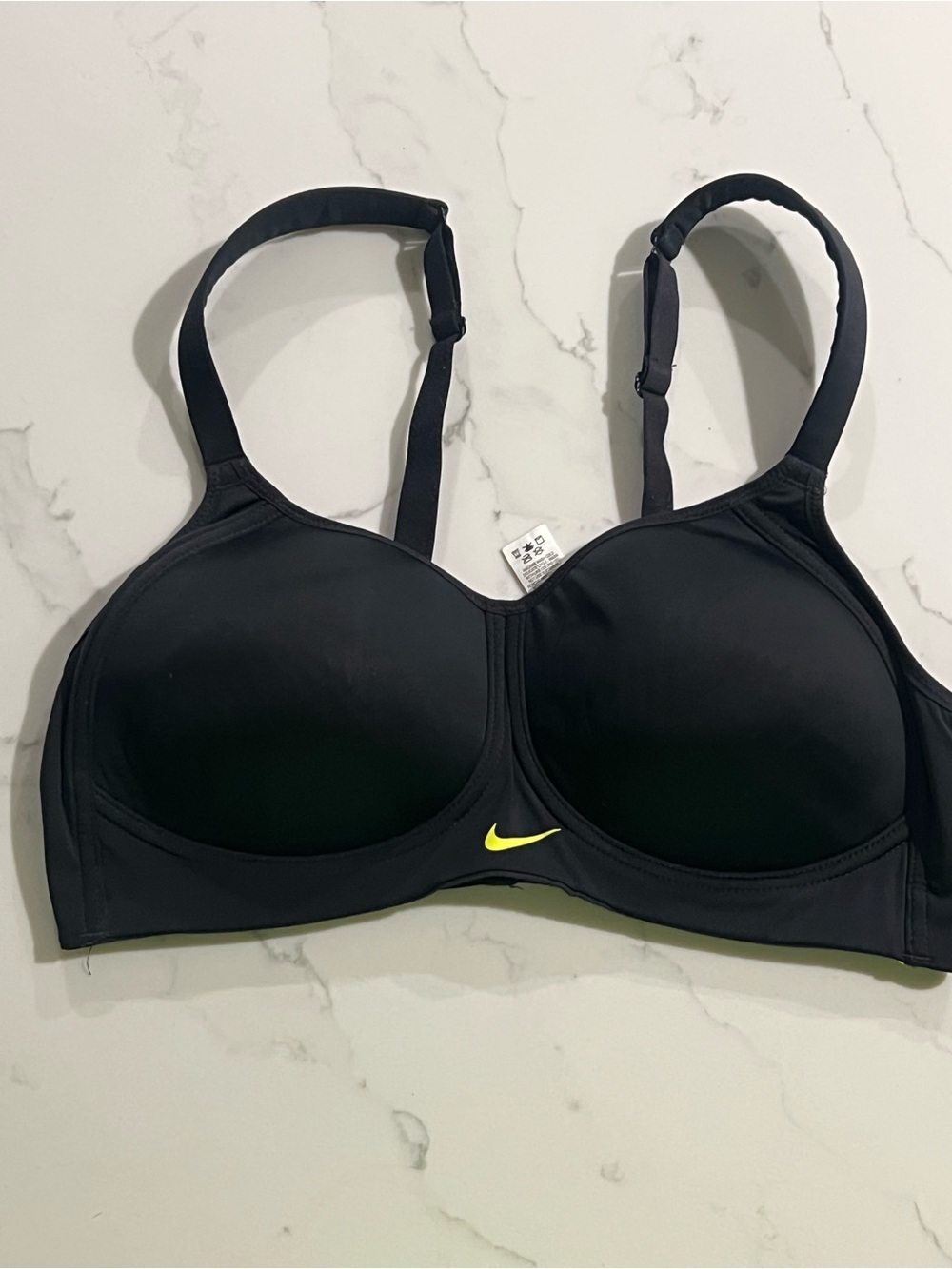 Nike Women's 36C Black High-Support Sports Bra with Neon Accent